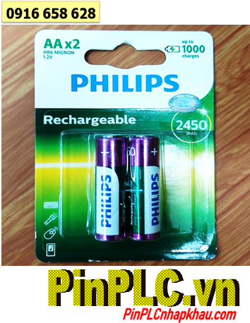 Philips R6B2A245/97; Pin sạc AA 1.2v 2450mAh Philips R6B2A245/97 chính hãng (Vỉ viên)